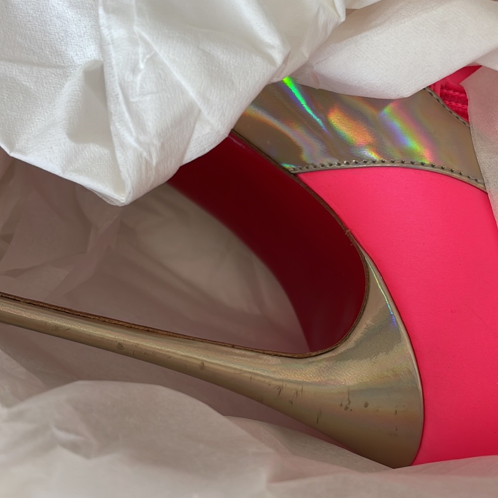 Christian louboutin Jessie booty 100mm stiletto boot barbie fluo neon sz 37.5 - Picture 12 of 13